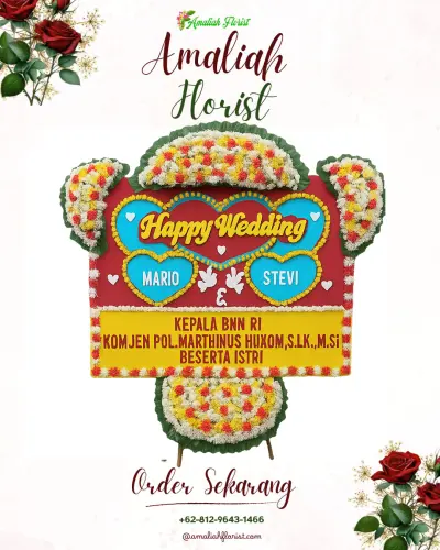 Karangan Papan Bunga Pernikahan di Sudajaya Hilir